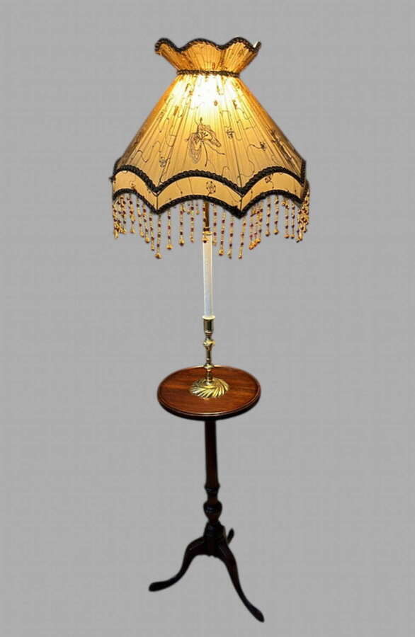 Knob Creek of Morganton Cherry Wood Brass Candlestick Floor Lamp Side Table