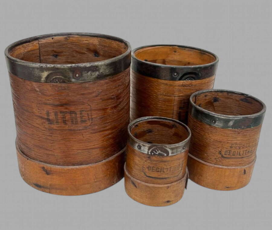 A Wonderful Set of Vintage Wooden Grain Measures