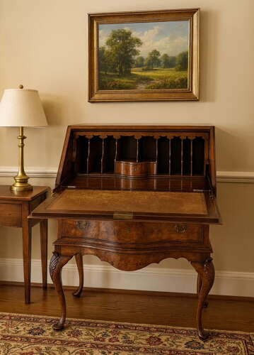 An Attractive Small Burr Walnut Desk c1920's