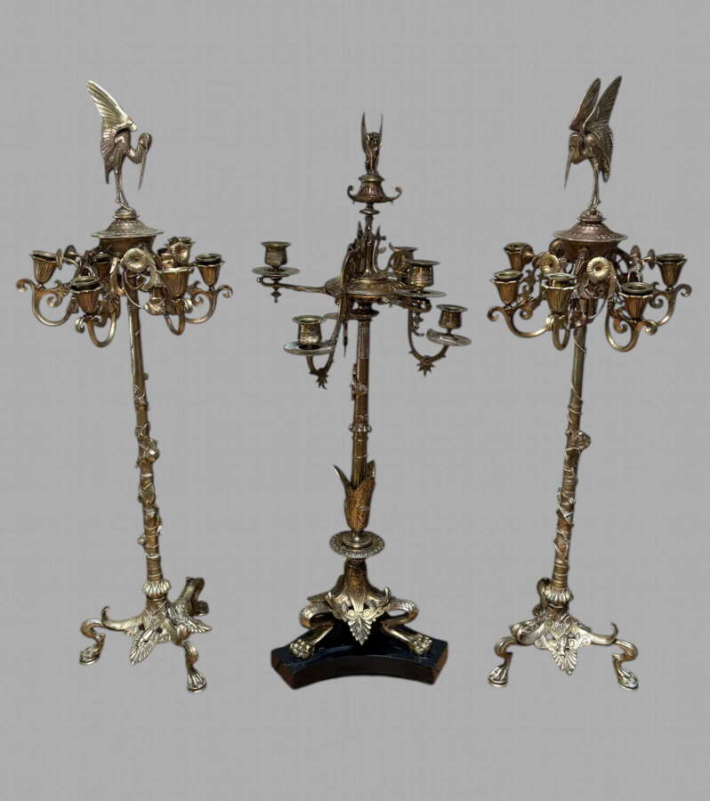 A Set of Fabulous Auguste Cain French Gilt bronze Candelabra