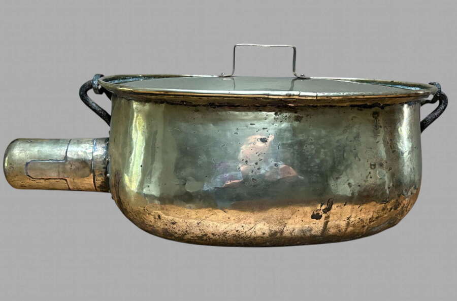 A Large French Daubiere Brass 19thc Cooking Pot