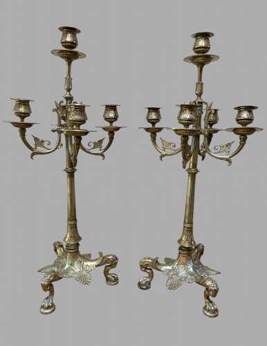 A Pair of Attractive Brass French Candelabra