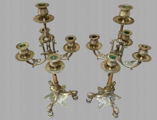 A Pair of Attractive Brass French Candelabra