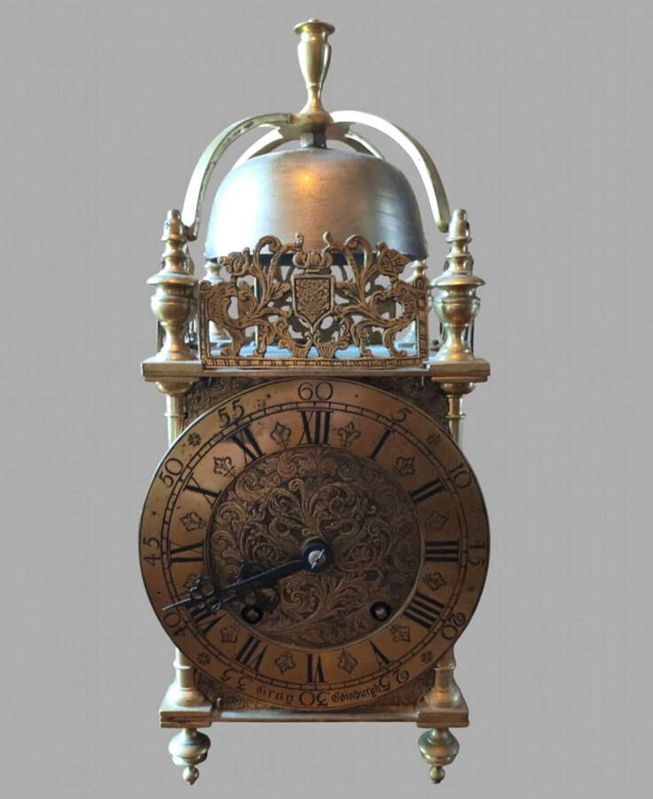 An Attractive Brass Lantern Clock by Gray of Edinburgh