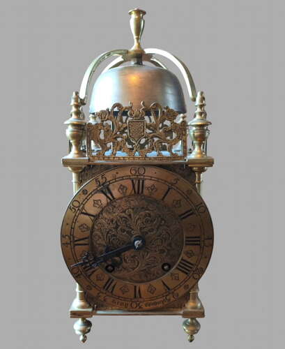 An Attractive Brass Lantern Clock by Gray of Edinburgh