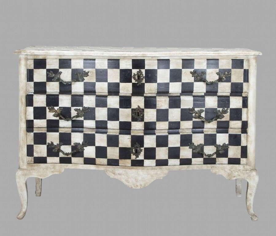 An Attractive 19thc French Painted Serpentine Chest of Drawers