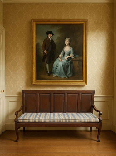 An C18th Georgian Five-Panelled Oak Settle
