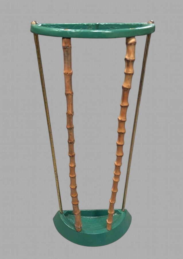 Vintage Faux Bamboo & Brass Umbrella Stand, c.1950s&ndash;1970s