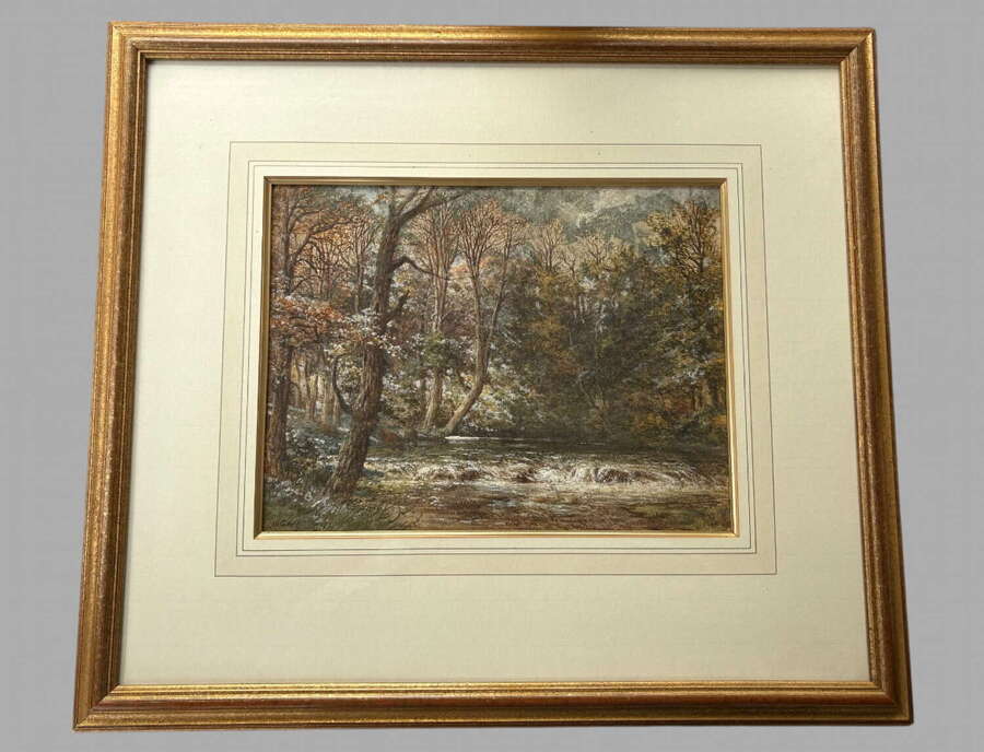 Alfred Grey RHA &ndash; Cattle Watering &ndash; c1900 Irish Watercolour Landscape