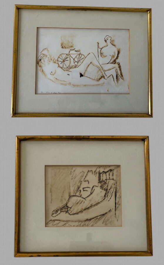 V. Prado (Mexican, 1991) &ndash; Pair of Modernist Figurative Drawings