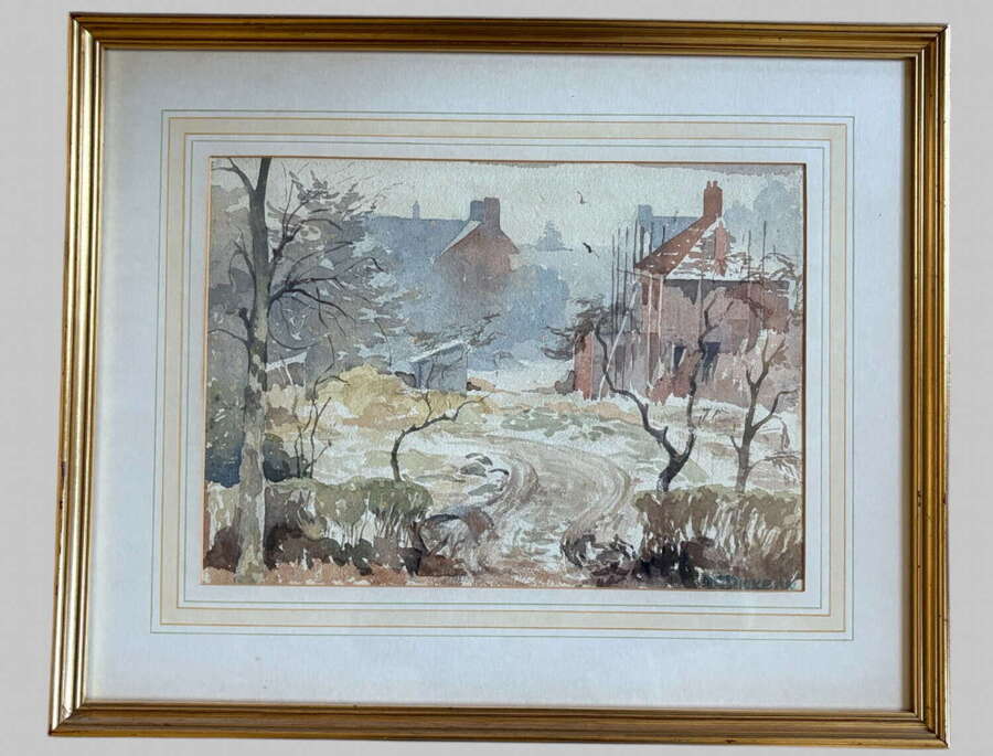 N G Dickson - Watercolour - Winter Rural Scene
