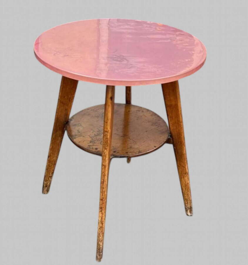 Mid-Century Tripod Table with Pink-Patinated Copper Top, c.1950s