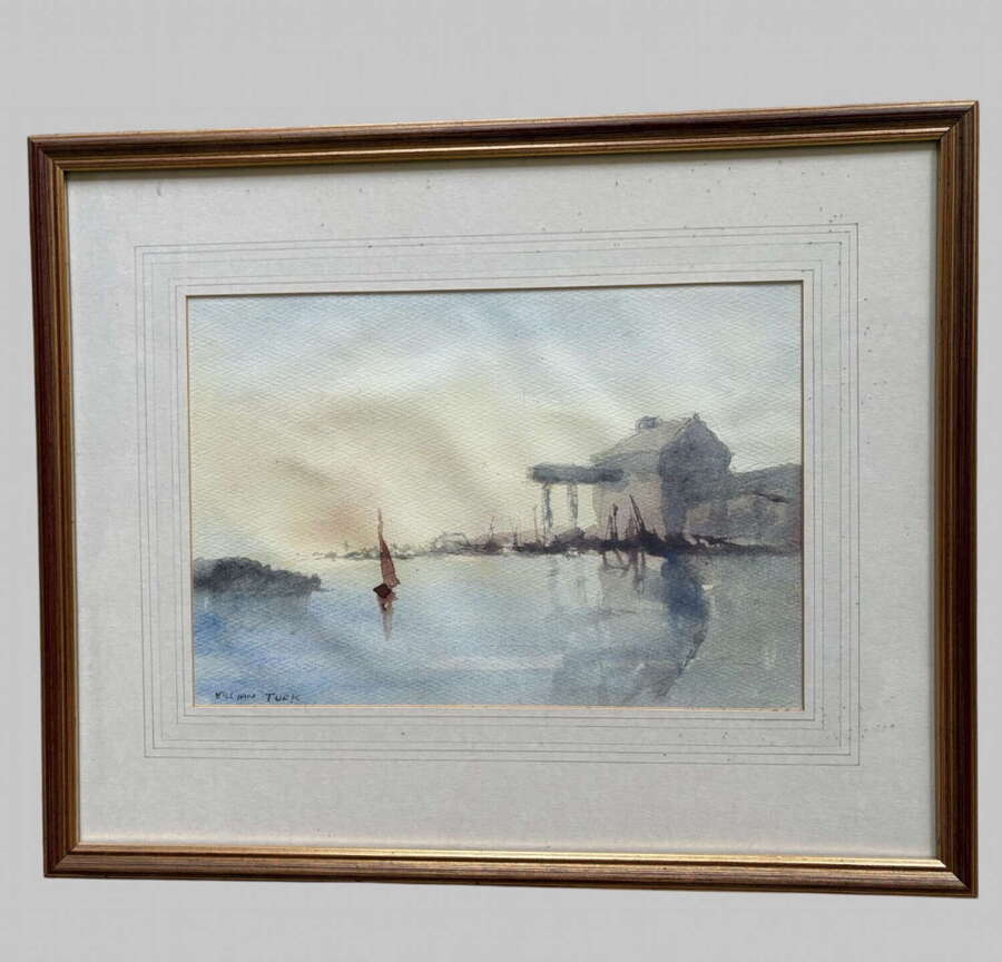 William Tuck C1940 - Watercolour Sea/Harbour Scene