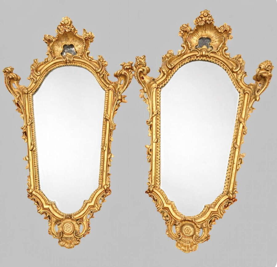 Pair of early 20th Century Giltwood Mirrors in the Louis XV Manner