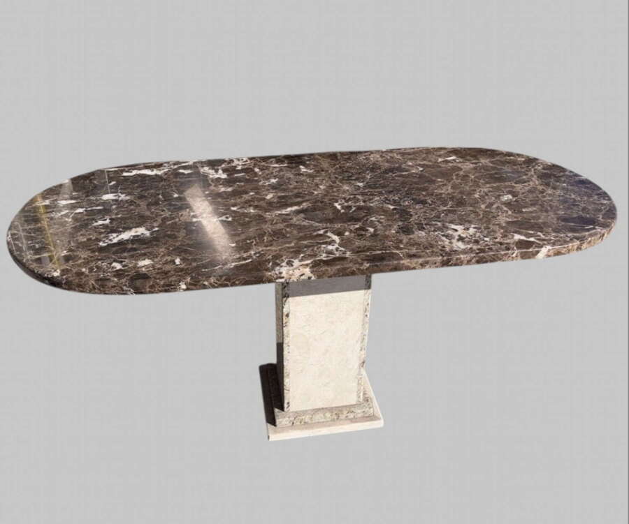 A Lovely Solid Marble Top and Base Oval Table