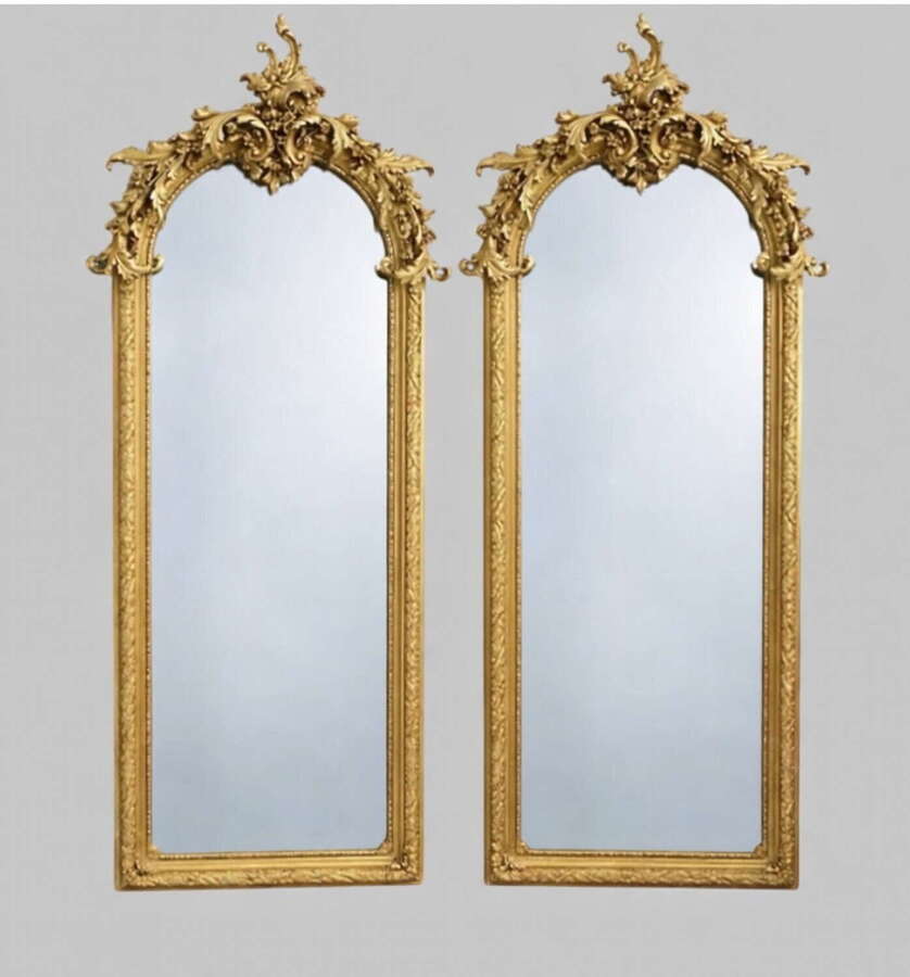 Pair of Decorative Giltwood Rococo Mirrors