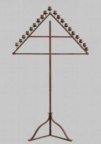 A Wrought Iron Multi-Candle Floor Candelabrum – Architectural Statement