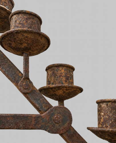 A Wrought Iron Multi-Candle Floor Candelabrum – Architectural Statement
