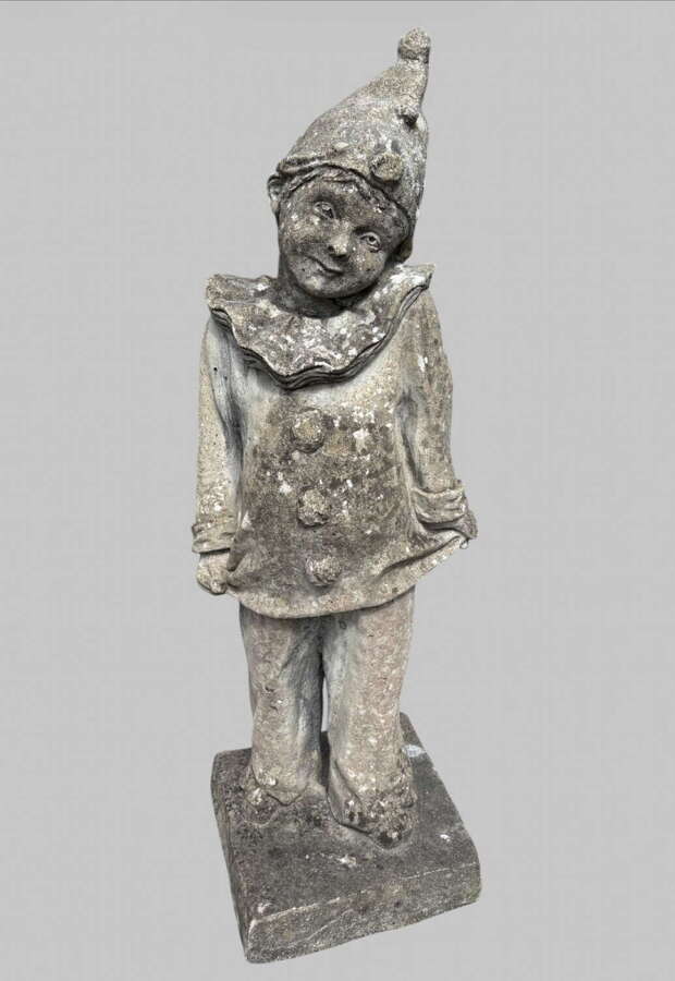 A Lucas Stone Clown/Pierrot Style Garden Ornament