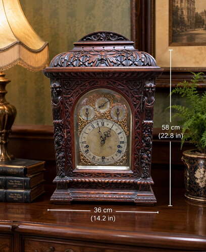 A Wonderfully Carved Bracket Clock by Winterhalder & Hofmeier of Germany