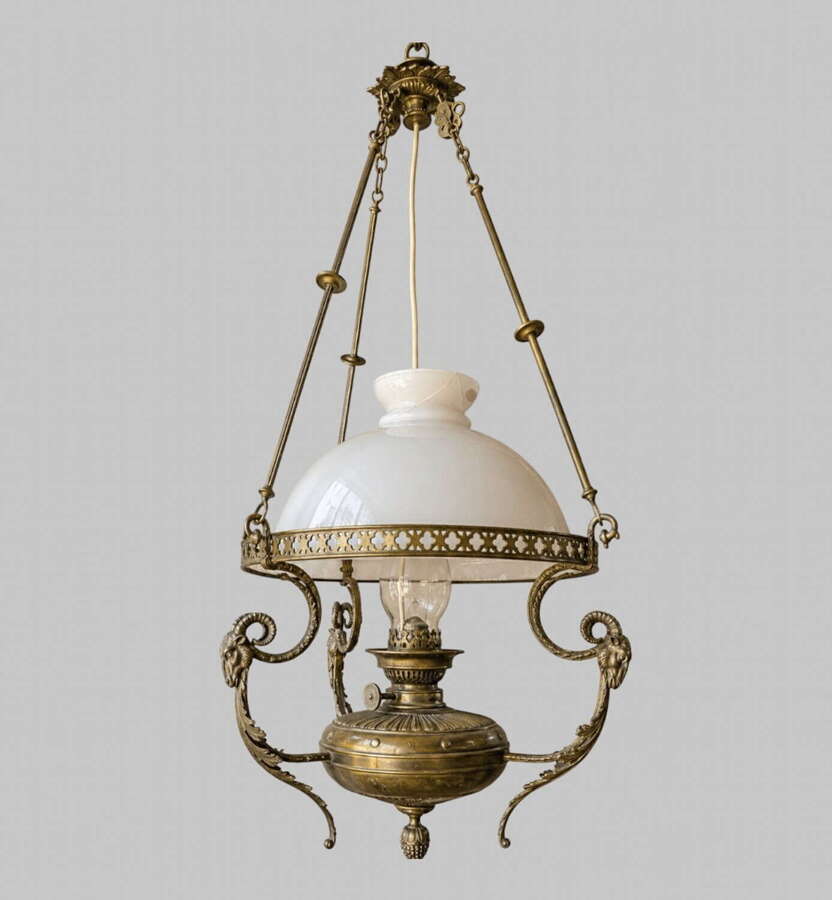 Victorian Hanging Paraffin Lamp with Hinks Burner, England, c. 1885&ndash;1905