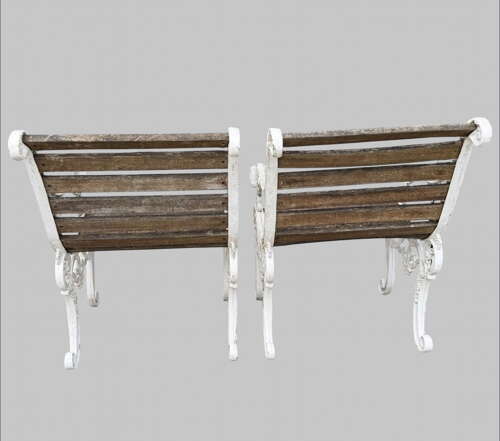 A Pair of Lion Mask Cast Iron Garden Armchairs c1930's