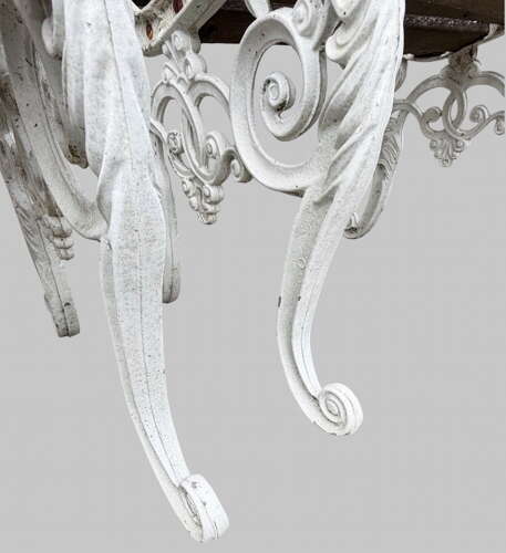 A Pair of Lion Mask Cast Iron Garden Armchairs c1930's