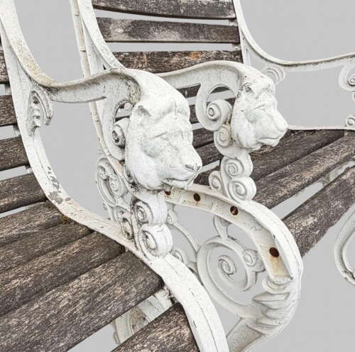 A Pair of Lion Mask Cast Iron Garden Armchairs c1930's