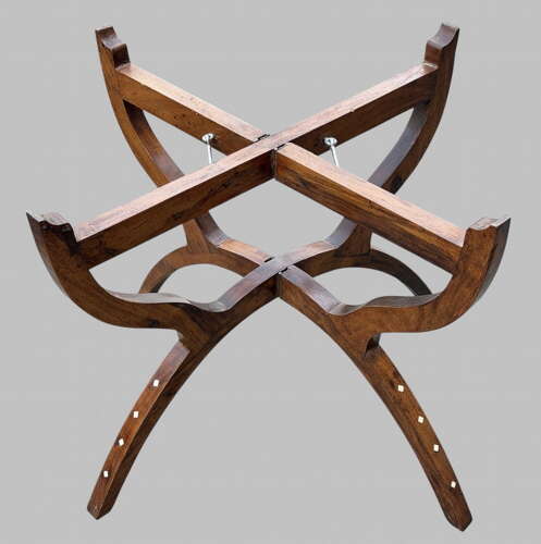 Egyptian Revival Engraved Copper Tray Table on Stand