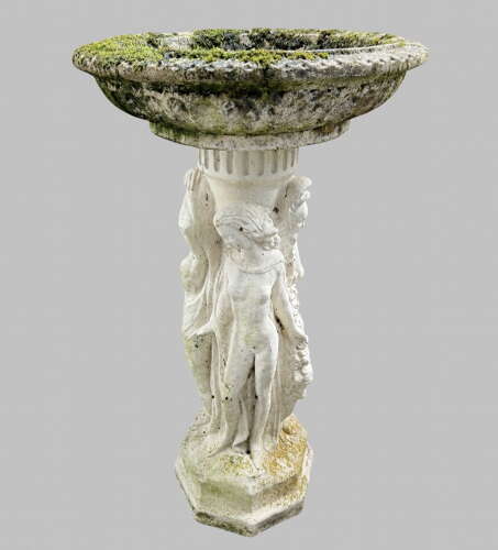 Vintage Cast Stone Bird Bath