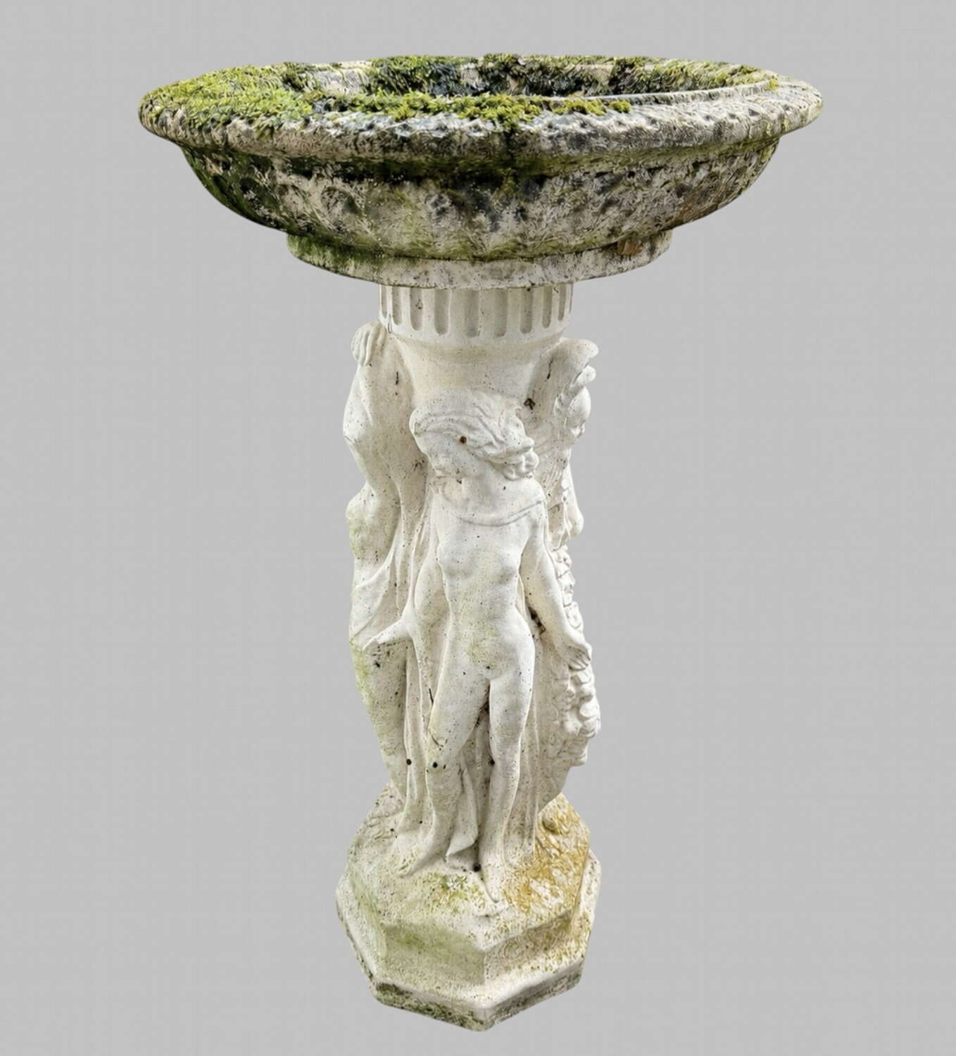 Vintage Cast Stone Bird Bath