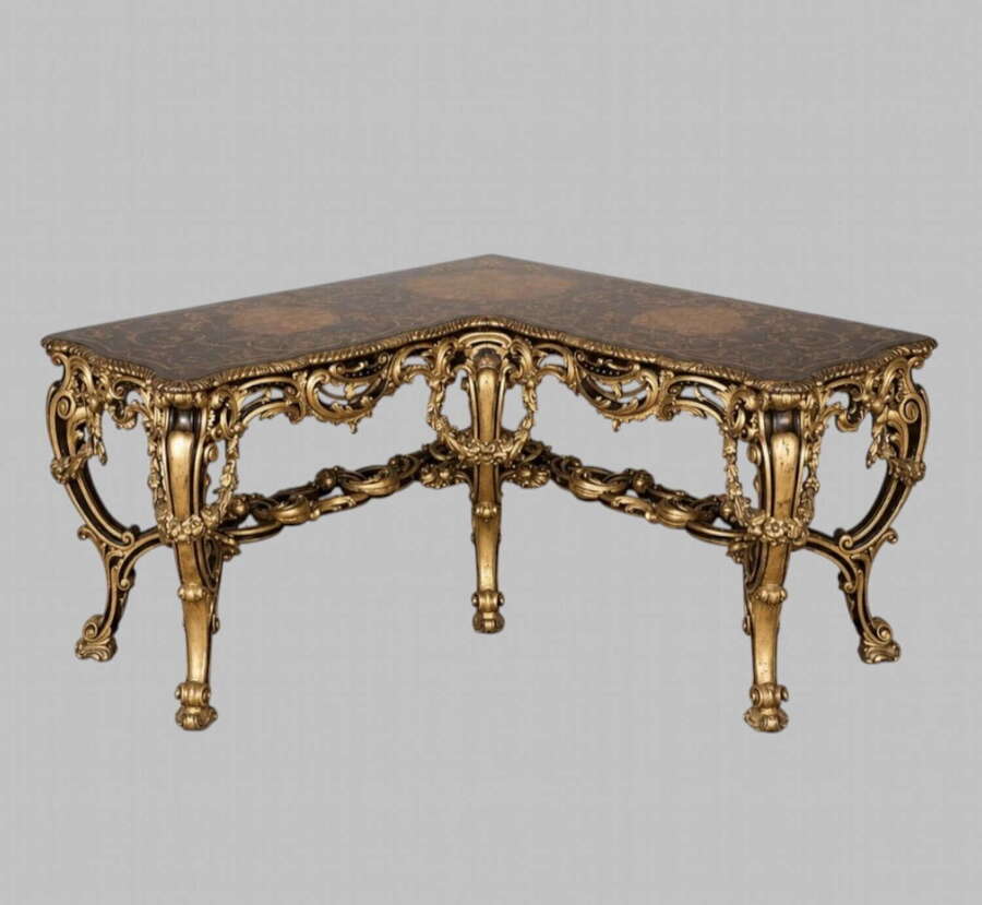 An Impressive 19thc Italian Corner Console Table