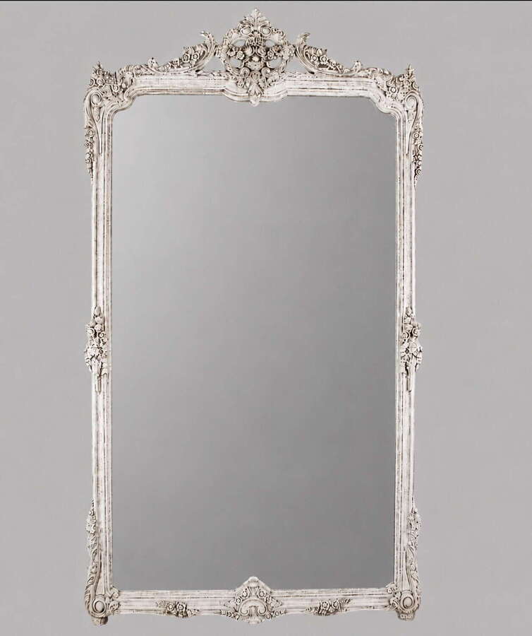 A Fabulous Large Carved Framed Painted Louis XV Rococo Revival Mirror