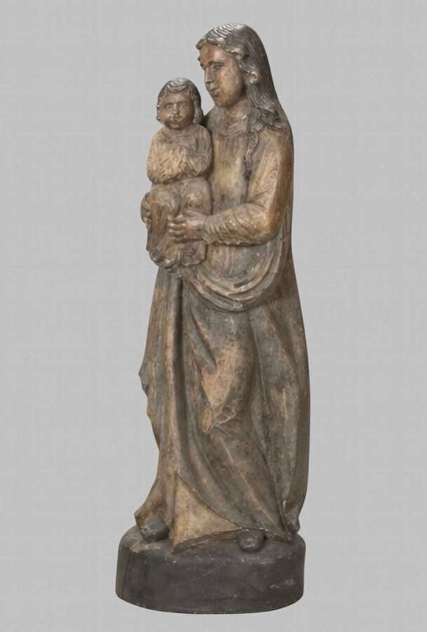 Carved Devotional Figure of the Madonna and Christ Child, c.1900