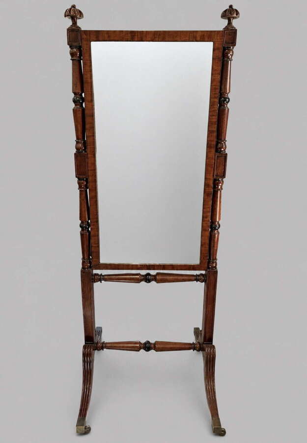 A Handsome 19thc Mahogany Cheval Mirror