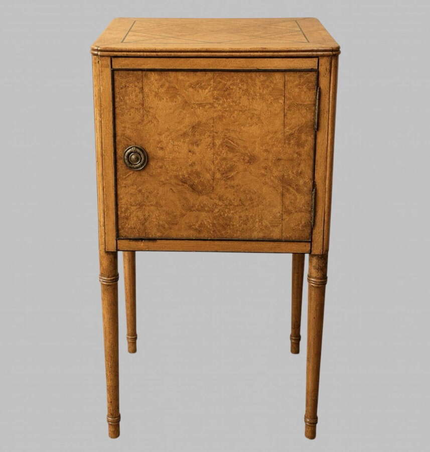 Walter Carter Harrods Art Deco Burr Walnut Bedside Cabinet