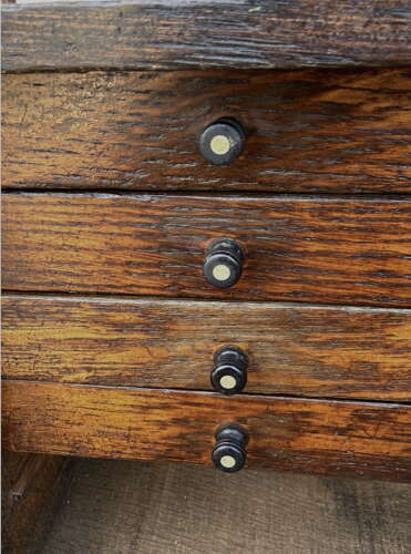 A Rustic Characterful c1900 oak craftsman’s travelling tool chest