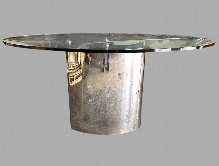 Italian Chrome & Glass Oval Dining or Centre Table