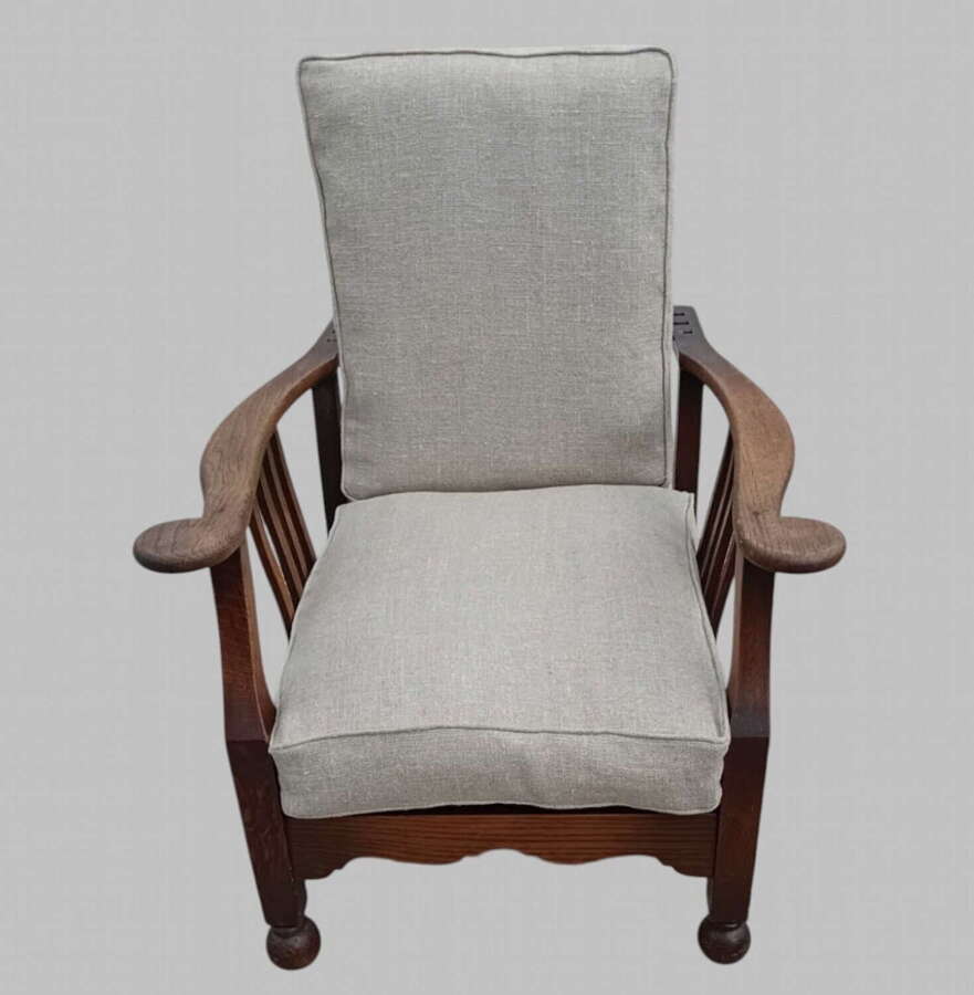 Early 20th Century Arts & Crafts Oak Reclining Armchair, c.1900&ndash;1920