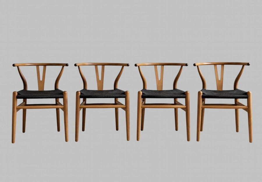 A Set of Four Danish CH24 Wishbone Dining Chairs, Designed by Hans J. Wegner